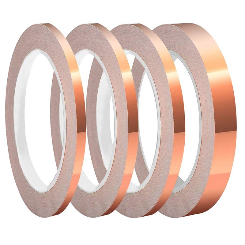 SUMAJU 4 Pack Copper Foil Tape with Conductive Adhesive 4 Sizes (0.2/0.24/0.3/0.4Inch) x22Yards Copper Tape for Stained Glass Guitar Crafts Electrical Repairs Grounding - Image 1